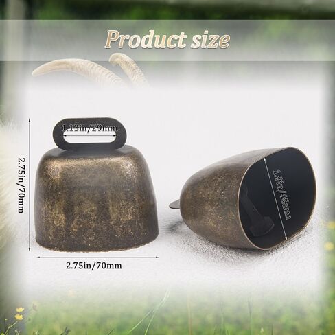 2Pcs Cow Horse Sheep Grazing Copper Bells Cattle Farm Animal Copper Loud Bronze Bell (Small) in Saudi Arabia