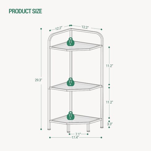 Corner Shelf Stand, Glass Bookshelf Bookcase, Bathroom Organizer, Plant Stand, Steel Frame, Tempered Glass, Modern Style for Living Room, Bathroom, Kitchen, 6-Tier Golden CS90600G in Saudi Arabia
