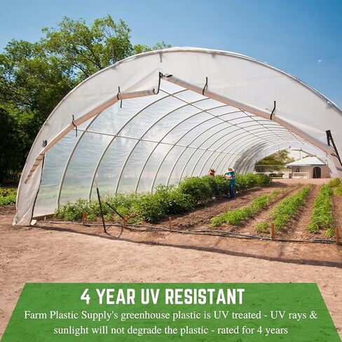 Farm Plastic Supply - Clear Greenhouse Plastic Sheeting - 6 mil - (10' x 10') - 4 Year UV Resistant Polyethylene Greenhouse Film, Hoop House Green House Cover for Gardening, Farming, Agriculture in Saudi Arabia