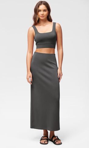ODODOS Modal Soft Maxi Skirt for Women, Back Slit High Waist Casual Long Pencil Skirts in Kuwait