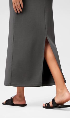 ODODOS Modal Soft Maxi Skirt for Women, Back Slit High Waist Casual Long Pencil Skirts in Kuwait