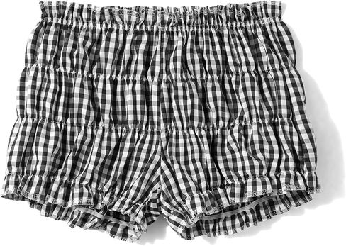 Women Y2k Gingham Boy Shorts Bloomers Cute Smocked Plaid Pajama Shorts Shirred Frilly Micro Shorts Pettipants in Saudi Arabia