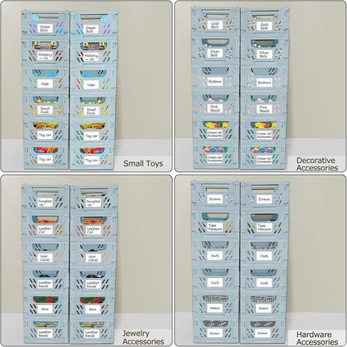 صندوق تخزين صغير قابل للطي، 2 عبوة، سلال بلاستيكية قابلة للطي مع بطاقات، صناديق تخزين لمنظمي المكتب، المطبخ المنزلي، غرفة النوم، الحمام، أدوات المكتب، أجزاء صغيرة (وردي، 5.9 × 3.8 × 2.2 بوصة) in Kuwait