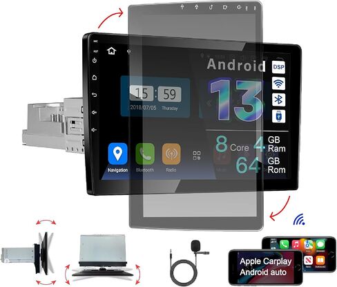 ستيريو سيارة اندرويد 12 حقيقي من اماسياوديو، شاشة لمس دوارة 10.1 انش، عالمي 1 دين، يدعم لاسلكي ابل كاربلاي اندرويد اوتو/ نظام تحديد المواقع العالمي / HD1080P/تشغيل سريع in Kuwait