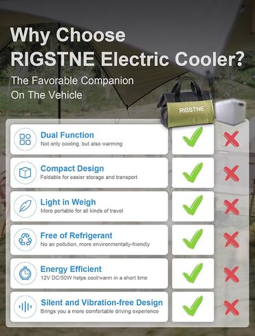 Electric Cooler Bag, 12V Thermoelectric Cooler Warmer Plug in for Vehicles, Portable Cooler Refrigerator for Car, RV, and Camping Use, 18L/20 Cans Capacity, Blue in Saudi Arabia