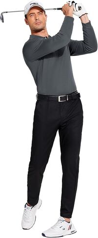 PINSPARK Long Sleeve Polo Shirts for Men Moisture Wicking Golf Shirts Quick Dry Work Hiking Casual Collared Shirt in Saudi Arabia