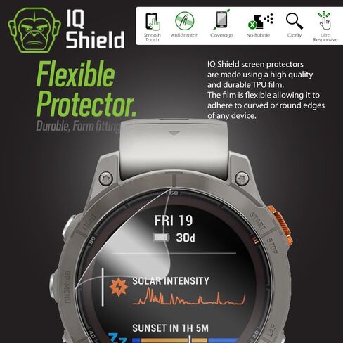 IQShield Screen Protector Compatible with Garmin Fenix 7/ Fenix 7 Solar/Fenix 7 Sapphire Solar/Fenix 7 Pro/Fenix 7 Pro Solar/Fenix 7 Pro Sapphire Solar 47mm (6-Pack) Anti-Bubble Clear TPU Film in Kuwait