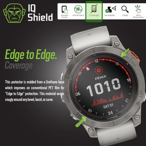 IQShield Screen Protector Compatible with Garmin Fenix 7/ Fenix 7 Solar/Fenix 7 Sapphire Solar/Fenix 7 Pro/Fenix 7 Pro Solar/Fenix 7 Pro Sapphire Solar 47mm (6-Pack) Anti-Bubble Clear TPU Film in Kuwait