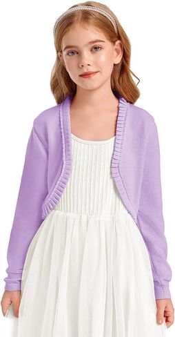 Girls Bolero Shrug Cardigan Sweaters Kids Long Sleeve Cropped Knit Sweater Tops 5-14 Years in Saudi Arabia