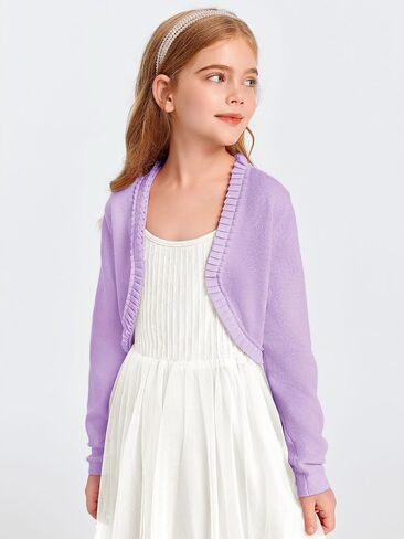 Girls Bolero Shrug Cardigan Sweaters Kids Long Sleeve Cropped Knit Sweater Tops 5-14 Years in Saudi Arabia