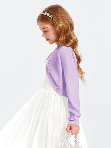 Girls Bolero Shrug Cardigan Sweaters Kids Long Sleeve Cropped Knit Sweater Tops 5-14 Years in Saudi Arabia