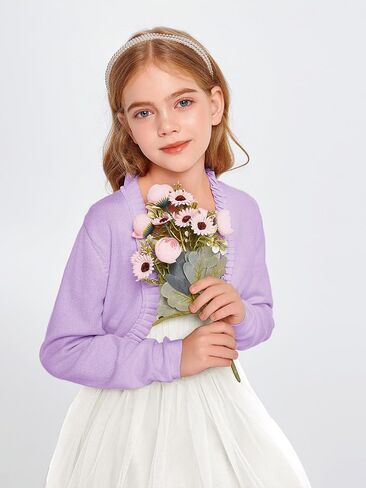 Girls Bolero Shrug Cardigan Sweaters Kids Long Sleeve Cropped Knit Sweater Tops 5-14 Years in Saudi Arabia