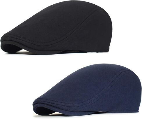 2 Pcs Mens Womens Newsboy Flat Cap Beret Hat Ivy Irish Gatsby Driving Cabbie Hat in Kuwait