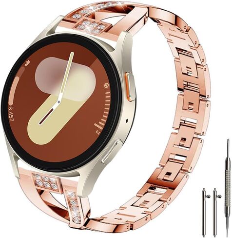 Sankel Compatible for Samsung Galaxy Watch 6/5/4/Galaxy Watch Active 2 40mm&44mm Bands,Women Metal Replacement Bracelet Strap Wristband for Galaxy Watch Active/Galaxy Watch 42mm/Gear Sport (Silver) in Kuwait