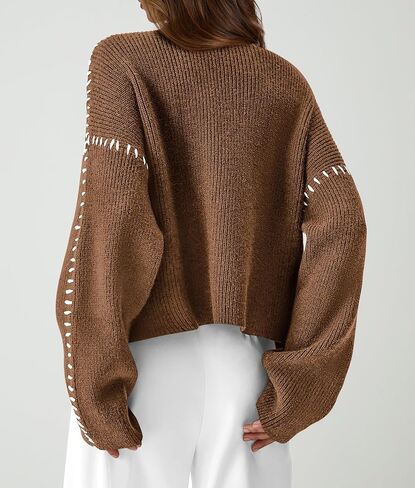 PRETTYGARDEN Women's Chunky Knit Fall Sweaters Casual Long Sleeve Mock Neck Oversized Loose Pullover Sweater Tops in Saudi Arabia