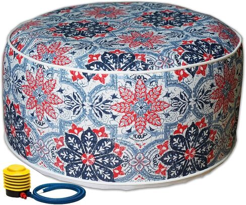 Kozyard Inflatable Ottoman Stool - Portable Round Pouf for Indoor/Outdoor Use - Perfect Small Foot Rest or Seating for Kids and Adults - Ideal for Camping or Home (Abstract Square) in Kuwait