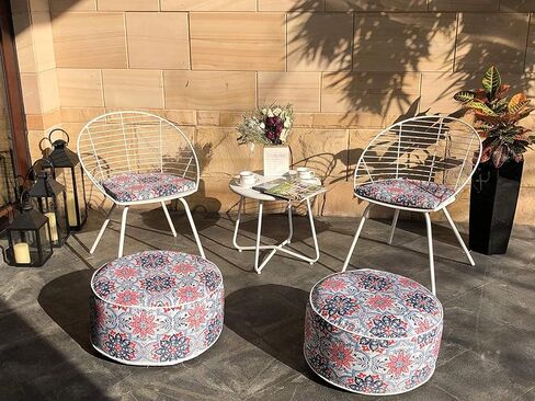 Kozyard Inflatable Ottoman Stool - Portable Round Pouf for Indoor/Outdoor Use - Perfect Small Foot Rest or Seating for Kids and Adults - Ideal for Camping or Home (Abstract Square) in Kuwait