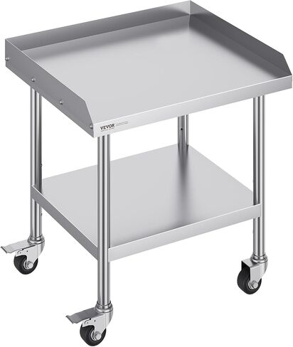 طاولة عمل من الفولاذ المقاوم للصدأ VEVOR، طاولة عمل تجارية لإعداد الطعام مقاس 24 × 24 × 26 بوصة، طاولة عمل إعدادية ثقيلة بثلاثة جوانب، طاولة عمل معدنية مع ارتفاع قابل للتعديل لمطعم المنزل والفندق in Kuwait
