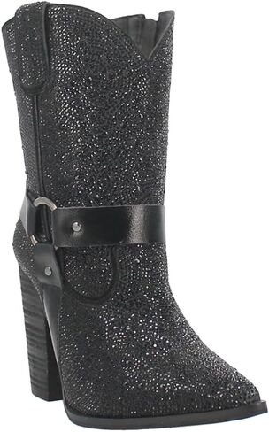 Dingo Womens Crown Jewel Rhinestone Snip Toe Casual Boots Ankle High Heel 3" & Up - Silver - Size 7.5 M in Kuwait