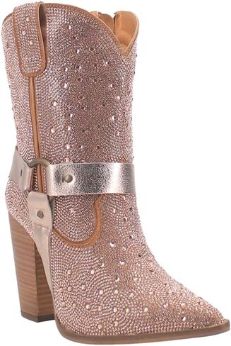 Dingo Womens Crown Jewel Rhinestone Snip Toe Casual Boots Ankle High Heel 3" & Up - Silver - Size 7.5 M in Kuwait