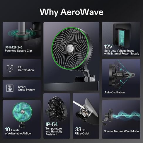 VIVOSUN AeroWave E6 Grow Tent Fan 6", EC Motor, Smart Wifi Control, US Patented Auto Oscillating Clip fan, Weatherproof IP-54, Strong Airflow but Quiet for Hydroponic Ventilation Circulation, 1-Pack in Saudi Arabia