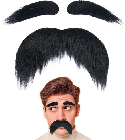 Fake Mustache and Eyebrows Self Adhesive Fake Beard Novelty Costume Facial Hair for Cosplay Halloween Party in Saudi Arabia