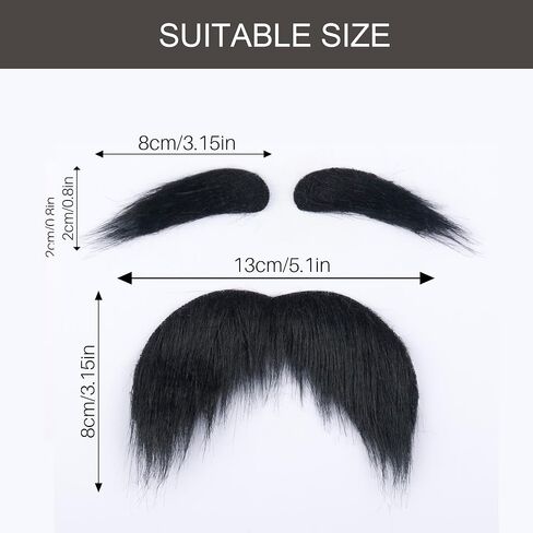 Fake Mustache and Eyebrows Self Adhesive Fake Beard Novelty Costume Facial Hair for Cosplay Halloween Party in Saudi Arabia