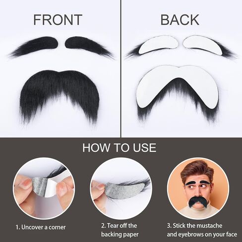 Fake Mustache and Eyebrows Self Adhesive Fake Beard Novelty Costume Facial Hair for Cosplay Halloween Party in Saudi Arabia