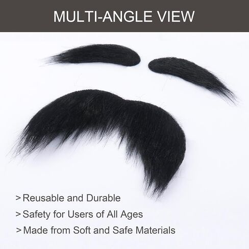 Fake Mustache and Eyebrows Self Adhesive Fake Beard Novelty Costume Facial Hair for Cosplay Halloween Party in Saudi Arabia