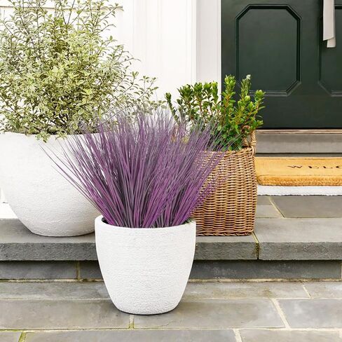 20Pcs Artificial Onion Grass Fake UV Resistant Outdoor Shrubs Plants Flowers Greenery Stems Faux Wheat Grass for Garden Window Box Porch Decor Home Red in Saudi Arabia