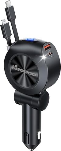 شاحن سيارة USB C، KOOPAO 36W PD&QC3.0 شاحن سيارة سريع مزدوج المنفذ USB C محول مع كابل 3.3ft من النوع C إلى C لهاتف Samsung Galaxy S21/Note 20/10/9/8/S20/S20 Plus/S10+/S9، iPhone 12/آيفون 11 وأكثر in Kuwait