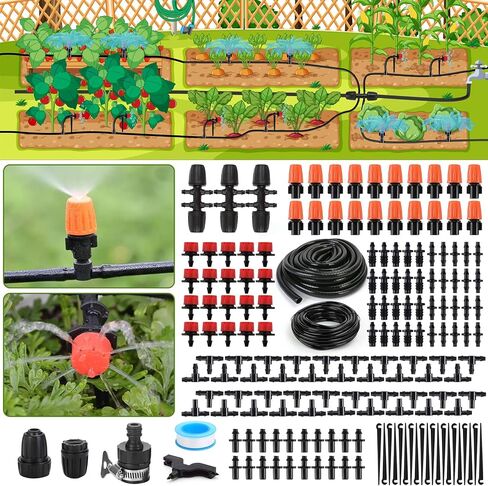 Drip Irrigation Kit, Garden Irrigation System 1/4" Blank Distribution Tubing Watering Drip Kit/DIY Saving Water Automatic Watering System for Garden, Greenhouse, Flower Bed, Patio, Lawn in Saudi Arabia