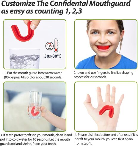 واقي الفم الرياضي من فانمور، عبوة من 6 قطع من حامي الفم للشباب والبالغين طبقة مزدوجة ملونة مع صندوق مجاني لكرة القدم وكرة السلة الملاكمة فنون القتال المختلطة والهوكي in Kuwait