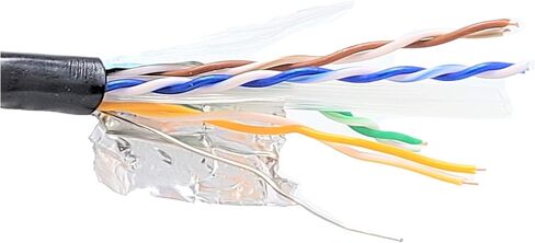 موصلات دقيقة 50 قدم CAT 6 Solid STP كابل إيثرنت كبير أسود in Kuwait