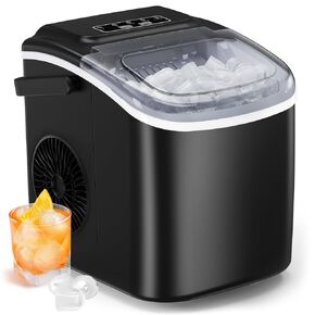 Silonn Ice Makers Countertop, 26Lbs/24H, Self-Cleaning Ice Machine, 9 Cubes Ready in 6 Mins, 2 Sizes of Bullet Ice for Home Kitchen Office Bar Party in Kuwait