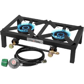 Propane Triple Burner Angle Iron Camp Stove with CSA Listed Regulator and 4ft Hose (SA3200)