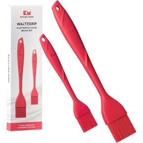 Kitchen Mama WALTZGRIP Platinum Silicone Basting Pastry Brush: Set of 2 Heat-Resistant for Cooking, Baking, Pastries, Grilling, Spreading Oil, Butter, BBQ Sauce, Eggs. Dishwasher-Safe (Blue)