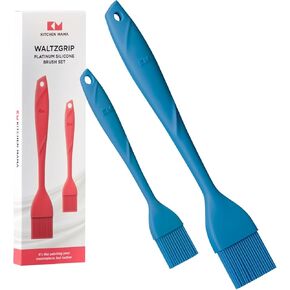 Kitchen Mama WALTZGRIP Platinum Silicone Basting Pastry Brush: Set of 2 Heat-Resistant for Cooking, Baking, Pastries, Grilling, Spreading Oil, Butter, BBQ Sauce, Eggs. Dishwasher-Safe (Blue) in Saudi Arabia