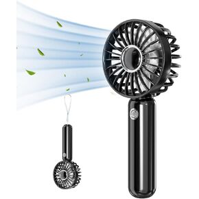 Mini HandHeld Portable Fan, Small Personal Battery Operated Fan Lash Fan usb Rechargeable 3 Speed Adjustable for Outside Travel Patios Indoor Shop Women Men Kids Girl Eyelash Makeup,black