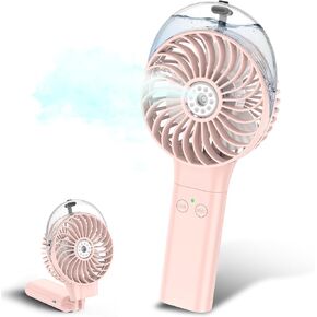Portable Handheld Misting Fan, Battery Operated Personal Spray Water Mist Fan, Rechargeable Mister Fan, Mini Foldable Fan for Disney Travel Makeup Beach Outdoors (Black)
