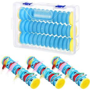 Dreyoo 3 Pack Fishing Line Storage Holders Organizer with 36 Line Slots, Keep Your Fishing Lines Entanglement Free, Fishing Line Spooler Winder, Fishing Line Hook and Leader Keeper with Rigging Spools