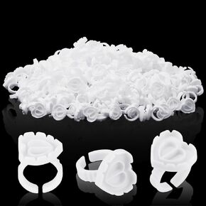Embagol 200 PCS Glue Rings Smart Glue Cups Lash Glue Holder Heart Glue Cups Lash Glue Rings Fanning Blossom Cups for Eyelash Extensions Blue