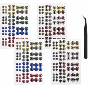 Drchoer Fishing Lure Eye 2D/3D/4D/5D Lifelike Realistic Artificial Holographic Fake Eyes Sizes:3/4/5/6/7/10mm for Fly Tying Lures Crafts DIY Materials Tool