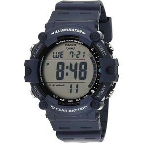 Casio Illuminator 10-Year Battery 100M Water Resistant LED Backlight 5-Alarm Chronograph Digital Stop Watch AE1500WH-2AV