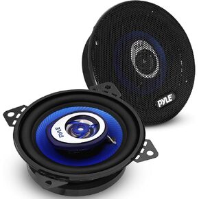Pyle 4" Car Sound Speaker (Pair) - Upgraded Blue Poly Injection Cone 2-Way 180 Watt Peak w/ Non-fatiguing Butyl Rubber Surround 110 - 20Khz Frequency Response 4 Ohm & 3/4" ASV Voice Coil - PL42BL