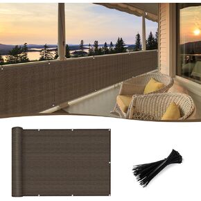SUNNY GUARD 3'x10' Black Balcony Privacy Screen Fence, Apartments Railing Screen, Heavy Duty Wind Screen for Outdoor,Backyard,Patio,Deck Privacy（We Make Custom Sizes）