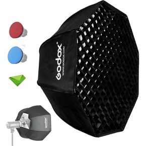 Godox SB-UE 32"/80cm Umbrella Octagon Softbox Light Diffuser Reflector with Honeycomb Grid for Speedlight Flash (Bowens Mount) w/Color Cloth
