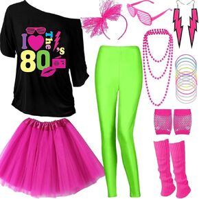80s Outfits for Women The 80's Costume Accessories for Women 1980s Costume 22 Pcs 80s Party Halloween outfits
