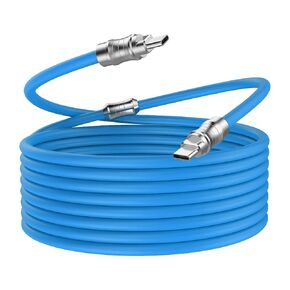 WLGQ Geek Industrial Style Handmade Custom USBC to C PD 100W Skin-Friendly Silicone Material Fast Charging Cable Metal Plug Shell USB-C Laptop Tablet Phone Universal Charging Cable (Klein Blue-0.5m)