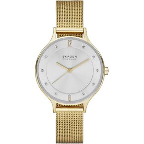 Skagen Women 's Anita Three Hand Gold-Tone Stainless Steel Mesh Band Watch (Model: SKW2150)